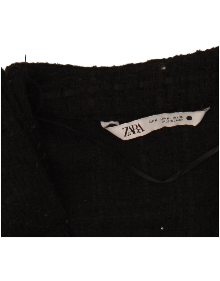 Zara Damen Longline Cardigan Pullover UK 14 Medium Schwarz
