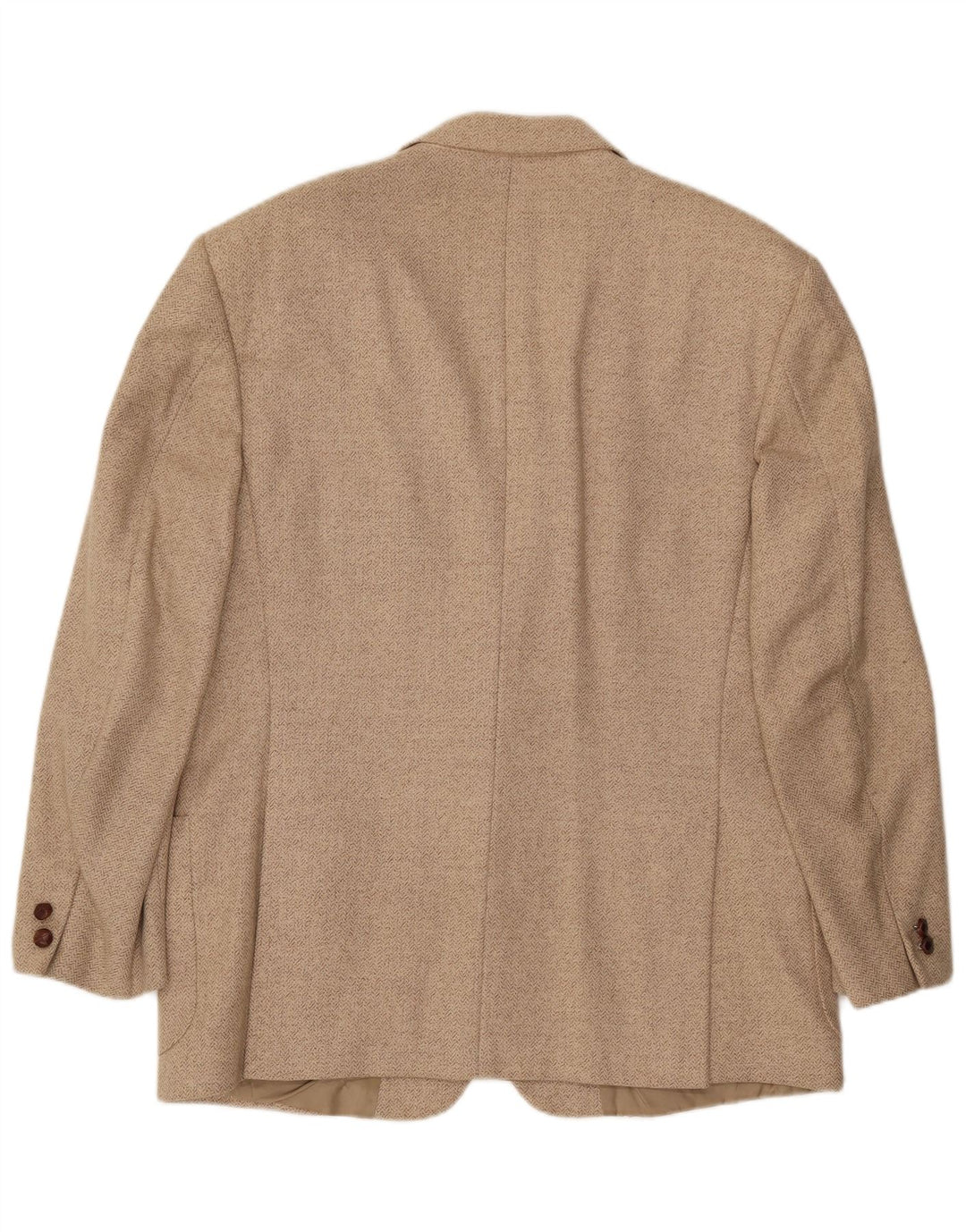 Daniel Hechter Herren 2-Knopf-Blazerjacke IT 52 XL Beige Fischgrätenwolle
