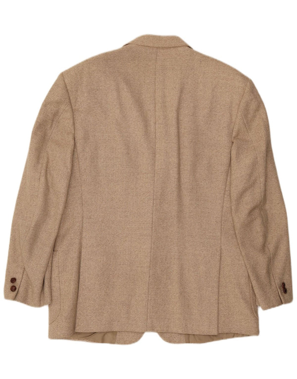 Daniel Hechter Herren 2-Knopf-Blazerjacke IT 52 XL Beige Fischgrätenwolle