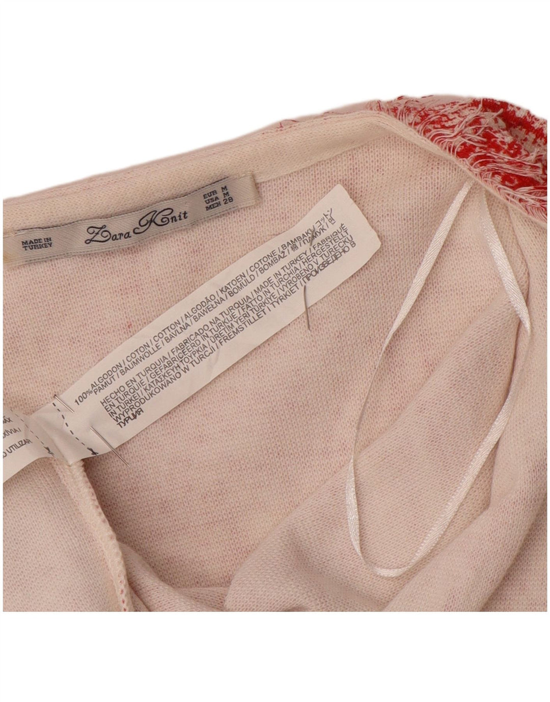 Zara Damen-Cardigan mit 3/4-Ärmeln und offenen Ärmeln, UK 14, mittelrot meliert
