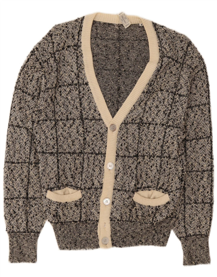 Valentino Herren-Strickjacke, klein, grau kariert, Baumwolle