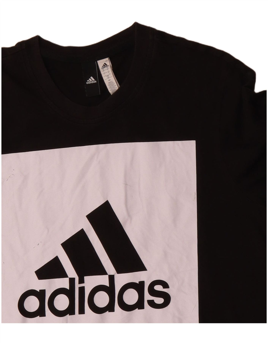 ADIDAS Herren Grafik-T-Shirt-Oberteil, groß, schwarze Farbblock-Baumwolle