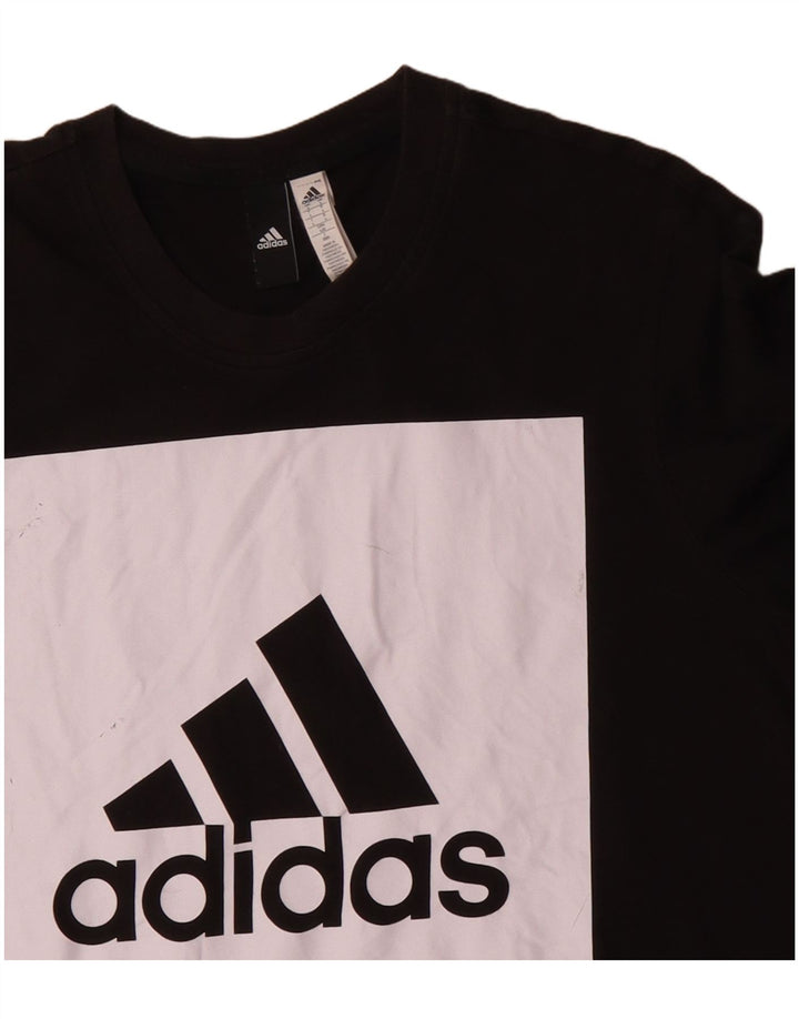 ADIDAS Herren Grafik-T-Shirt-Oberteil, groß, schwarze Farbblock-Baumwolle