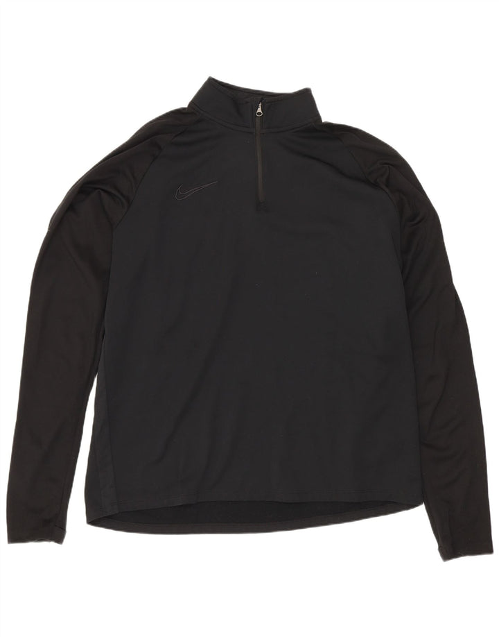 Nike Herren-Oberteil mit Reißverschluss, reguläre Passform, langärmlig, groß, schwarz, Polyester, Sport