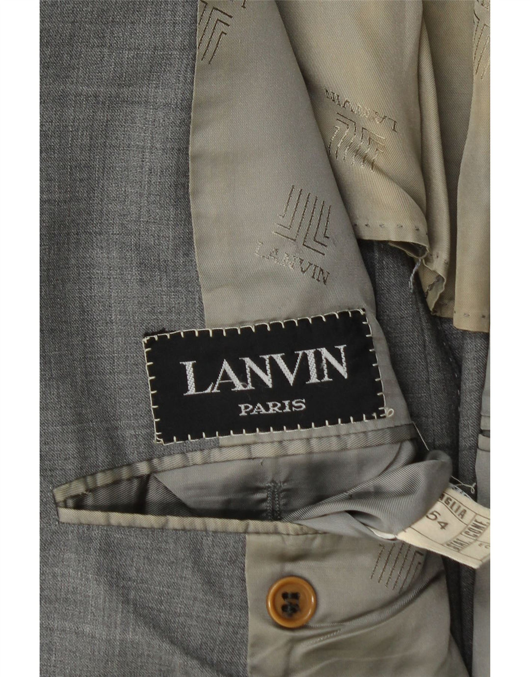 LANVIN Herren 2-Knopf-Blazerjacke IT 54 2XL Graue Schurwolle