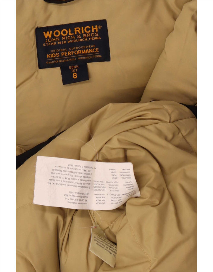 Woolrich Wattierte Jungenjacke mit Kapuze, 7–8 Jahre, schwarze Baumwolle