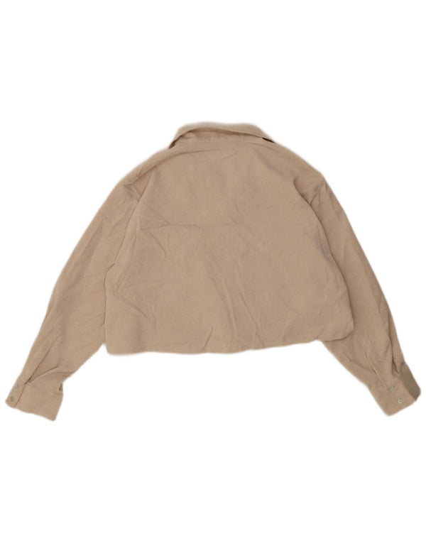 Zara Damen Crop Shirt UK 14 Large Beige Polyester