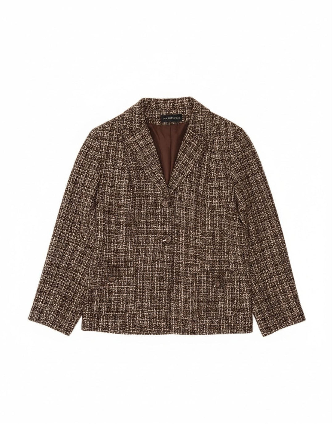 Garderobe Damen 2-Knopf-Blazerjacke UK 18 XL Braun kariertes Acryl