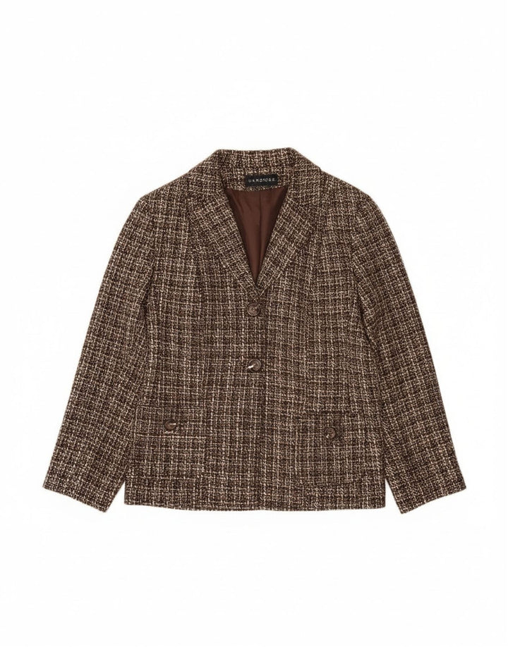 Garderobe Damen 2-Knopf-Blazerjacke UK 18 XL Braun kariertes Acryl