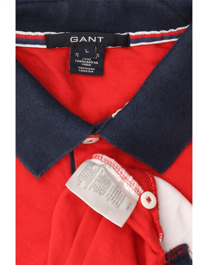 Gant Herren-Poloshirt, groß, rot, Colourblock-Baumwolle