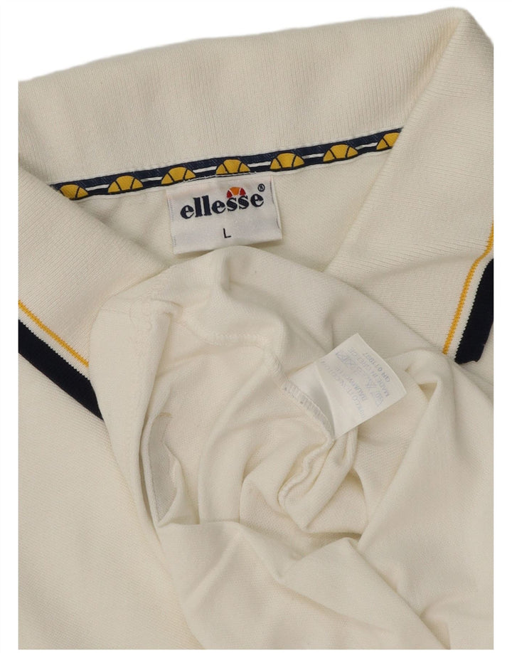 Ellesse Herren-Poloshirt, groß, weiße Baumwolle