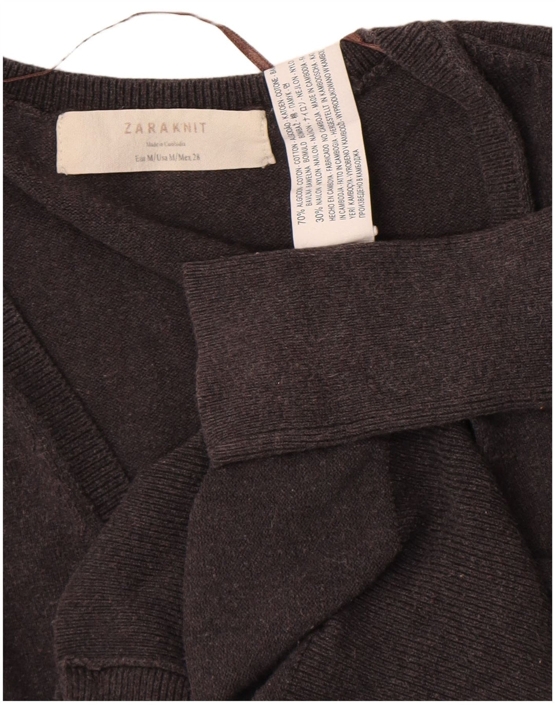 Zara Damen-Cardigan-Pullover UK 12 Mittelgraue Baumwolle