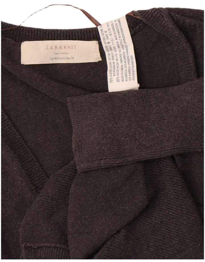 Zara Damen-Cardigan-Pullover UK 12 Mittelgraue Baumwolle