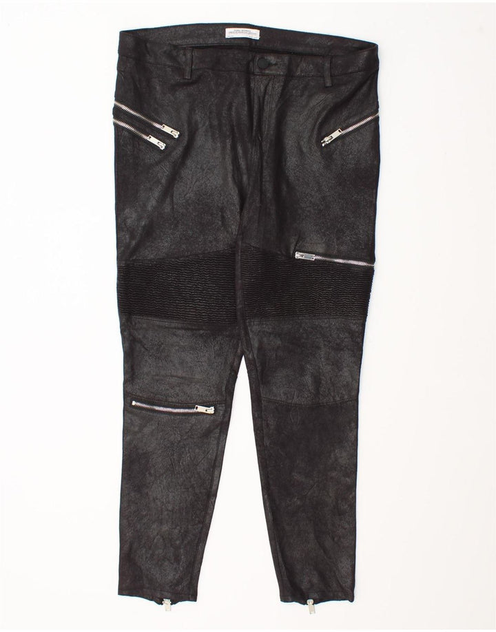 Zara Damen Skinny-Cropped-Hose, Größe L, W30, L27, Schwarz, Polyester