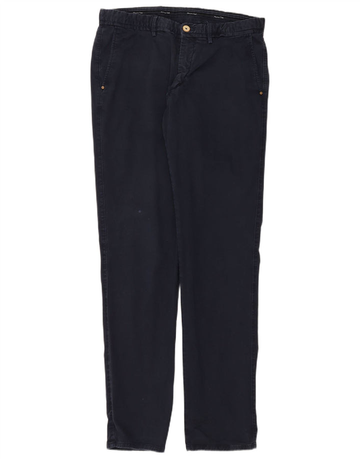 MASSIMO DUTTI Herren Slim Fit Chinohose EU 42 Large W32 L34 Marineblau