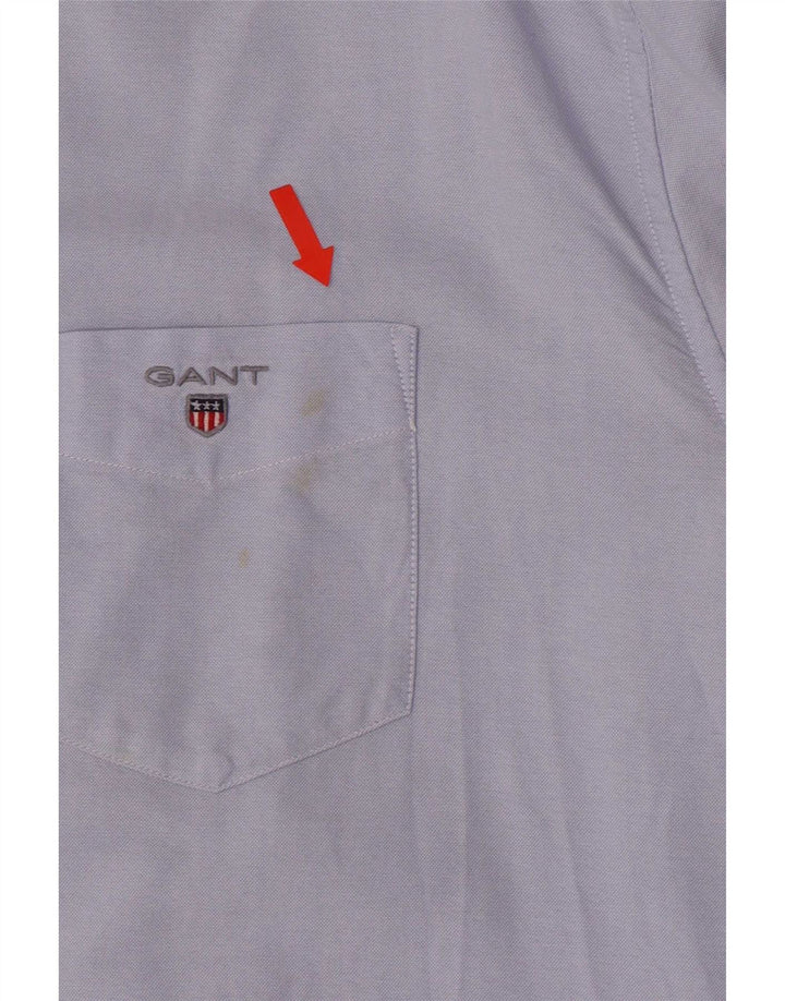 Gant Herren-Hemd mit normaler Passform, Größe 17 1/2 XL, blaue Baumwolle