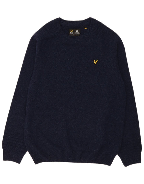 Lyle & Scott Herren-Pullover mit Rundhalsausschnitt, groß, marineblaue Wolle