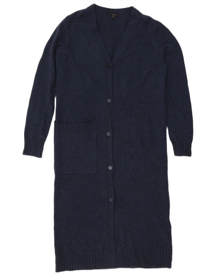 Cos Damen-Longline-Strickjacke in Übergröße, Gr. 10, Größe S, marineblaue Wolle