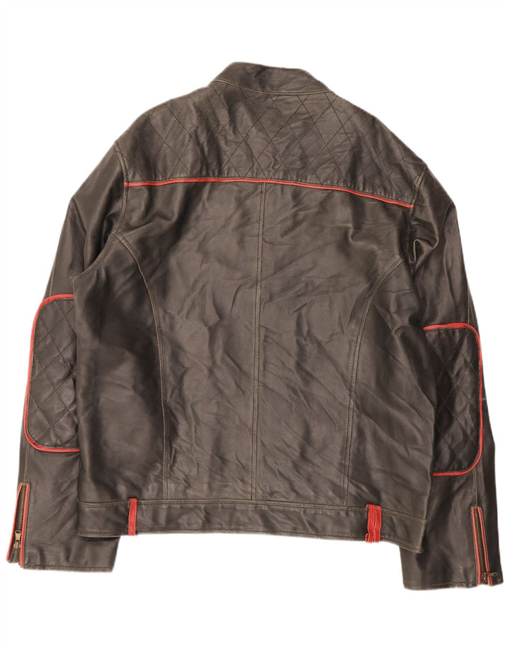 Les Boulevards Herren Moto Racer Lederjacke UK 40 Large Schwarz