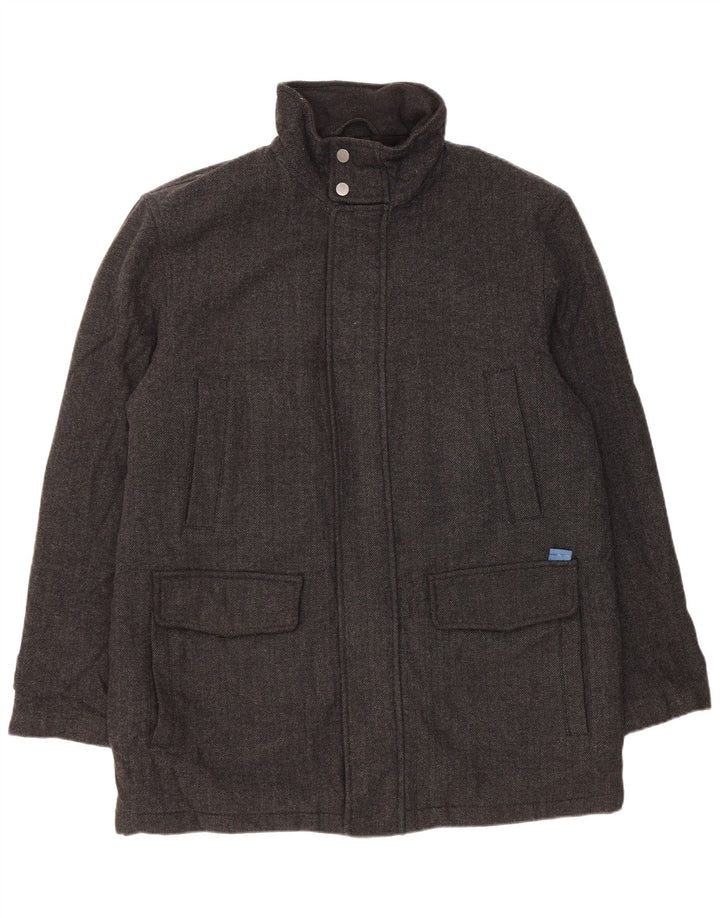 John Lewis Herren-Windbreaker-Mantel, UK 42, XL, graue Wolle mit Fischgrätenmuster