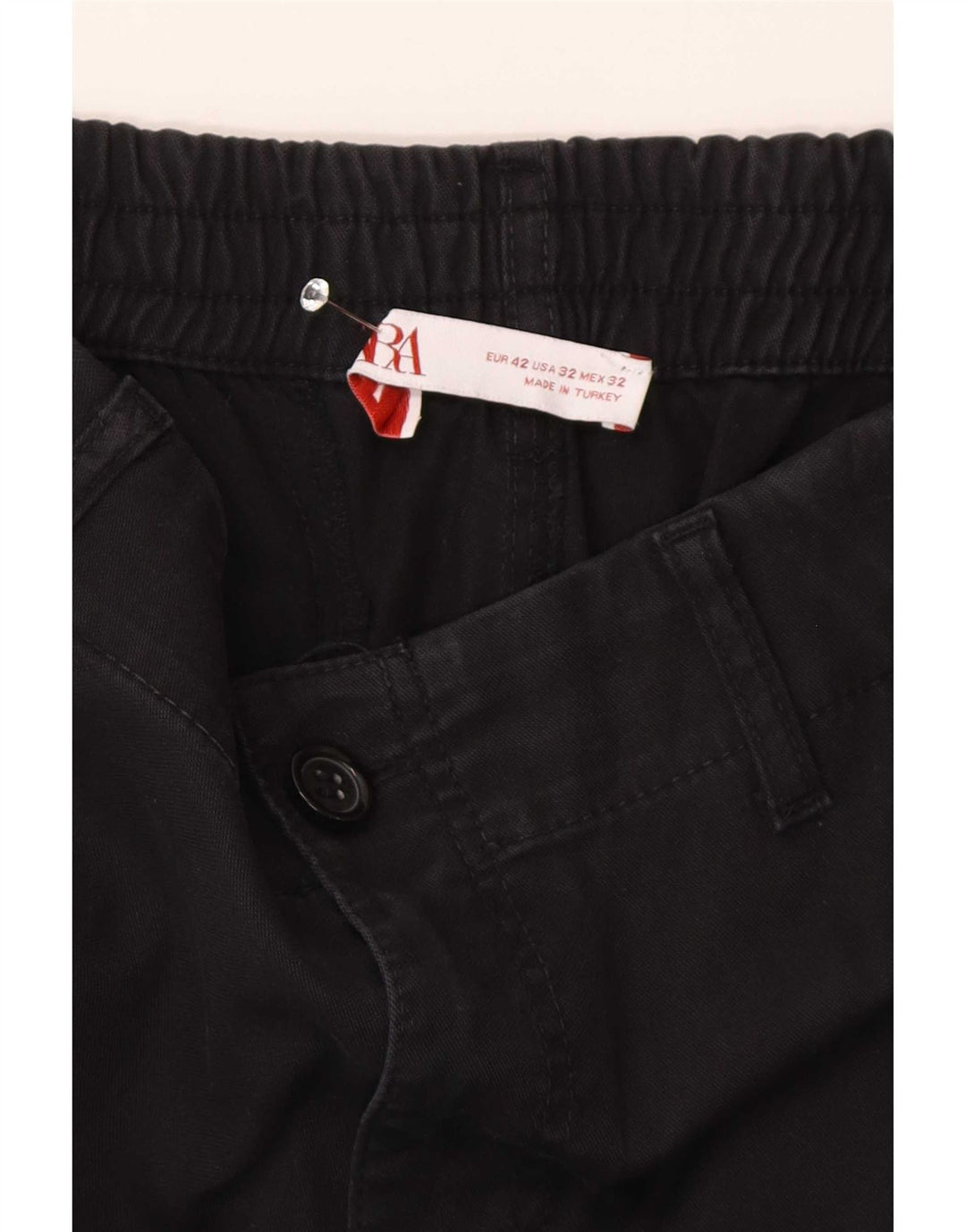 Gerade Cargohose für Herren von Zara, EU 42, Größe L, W32, L29, Schwarz