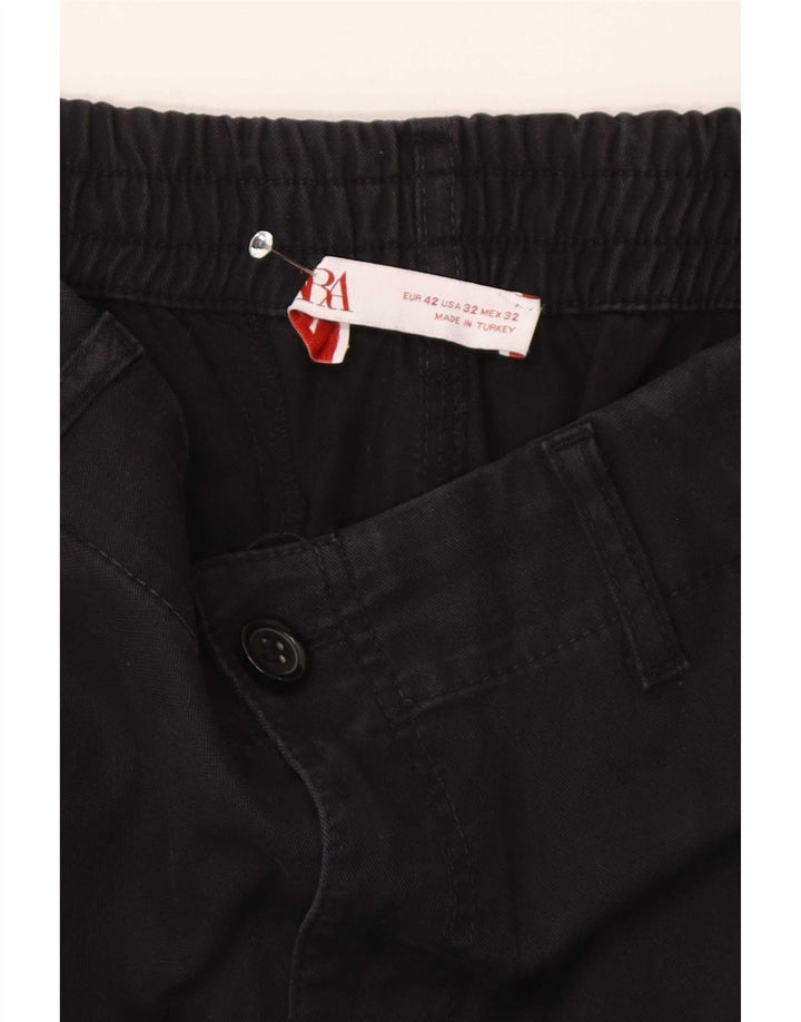 Gerade Cargohose für Herren von Zara, EU 42, Größe L, W32, L29, Schwarz