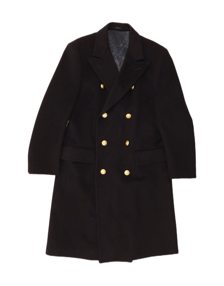 Vintage Damen Zweireihiger Mantel IT 52 2XL Schwarz Klassisch