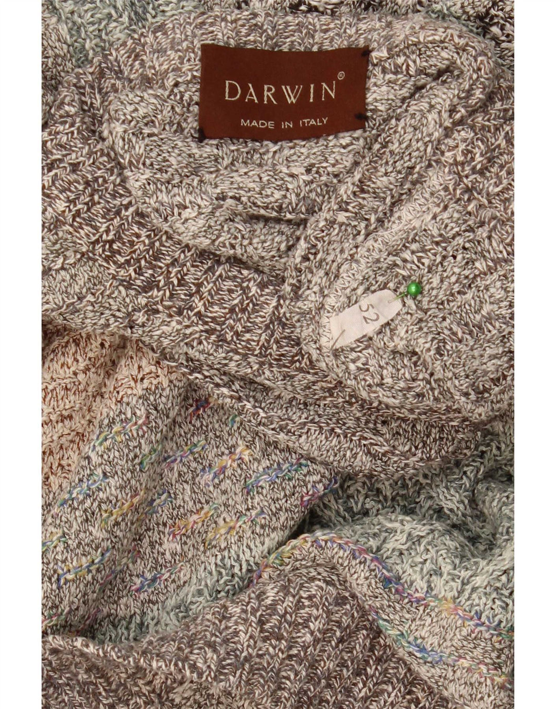 Darwin Herren-Pullover mit Rundhalsausschnitt, Größe 52, groß, mehrfarbig gestreift