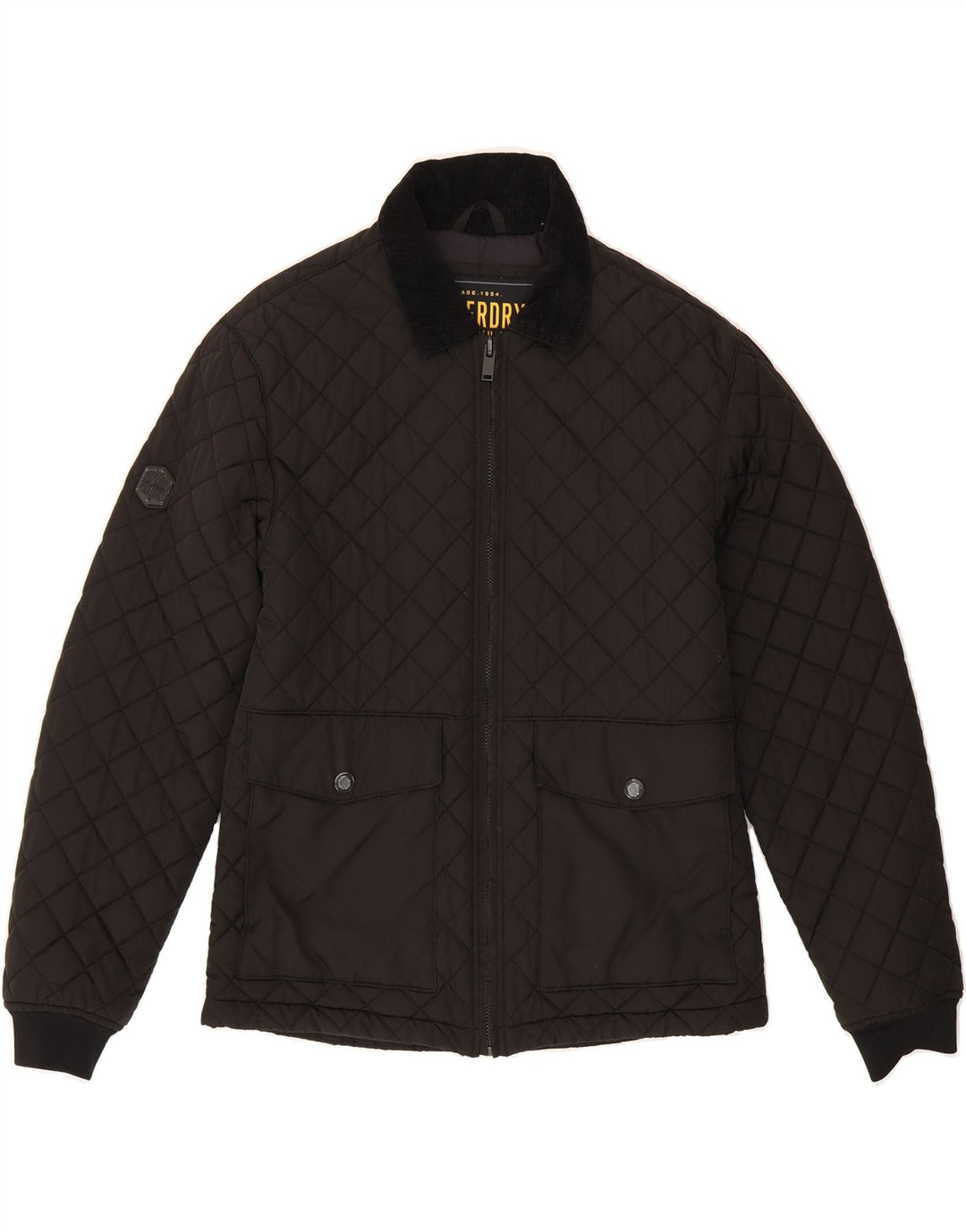 SUPERDRY Womens Quilted Jacket UK 14 Medium Black Polyester Vintage Superdry and Second-Hand Superdry from Messina Hembry 