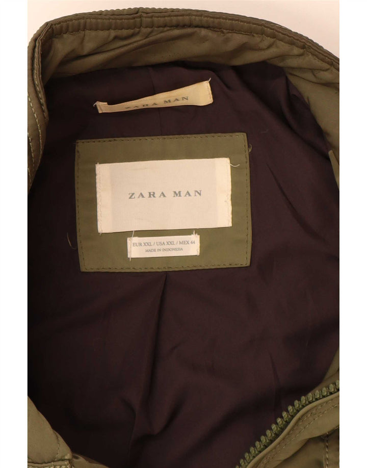 Zara Herren Steppjacke UK 44 2XL Khaki Polyester