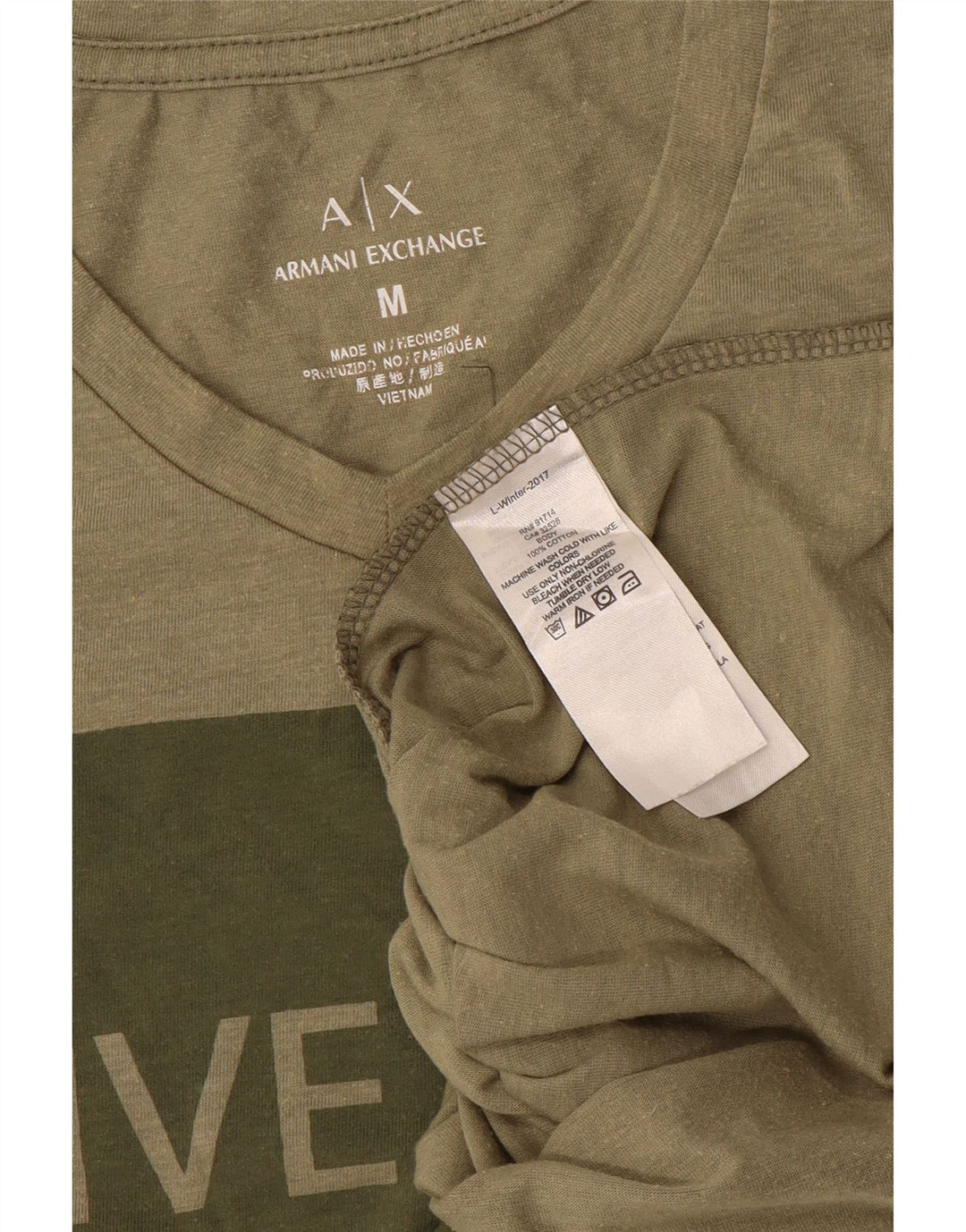 Armani Exchange Herren-T-Shirt mit Grafik, mittlere Khaki-Baumwolle