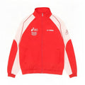 Asics Herren-Trainingsanzug mit Grafik-Oberteil, Mittelrotes Farbblock-Polyester