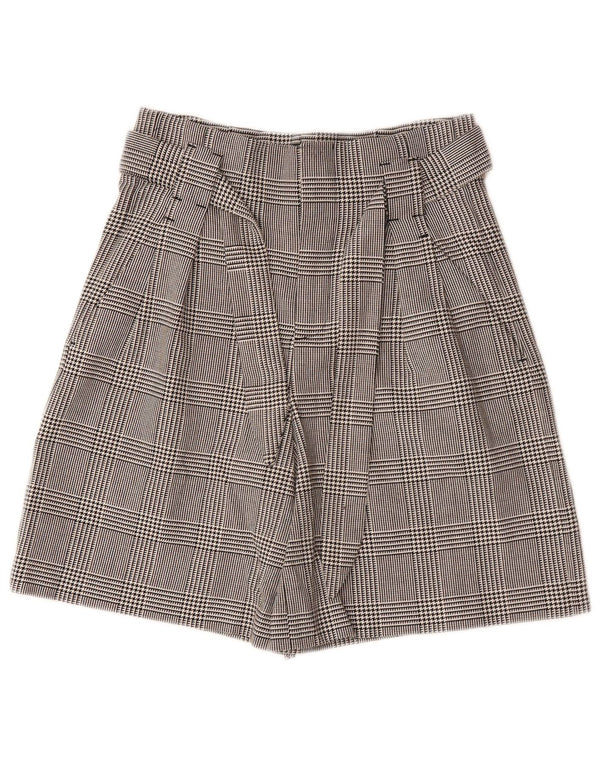 ZARA Damen-Freizeitshorts mit hoher Taille, XS W24, grauer Hahnentrittmuster