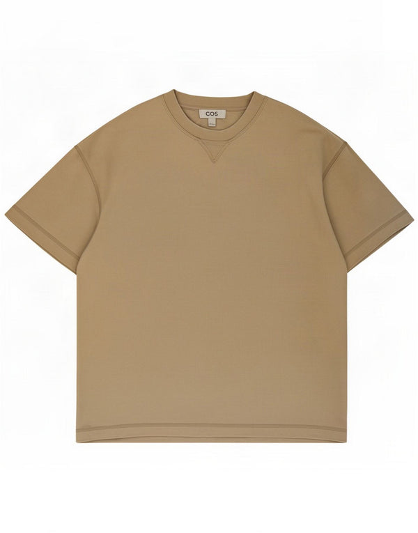 Cos Mens Short Sleeve Sweatshirt Jumper Medium Khaki Cotton