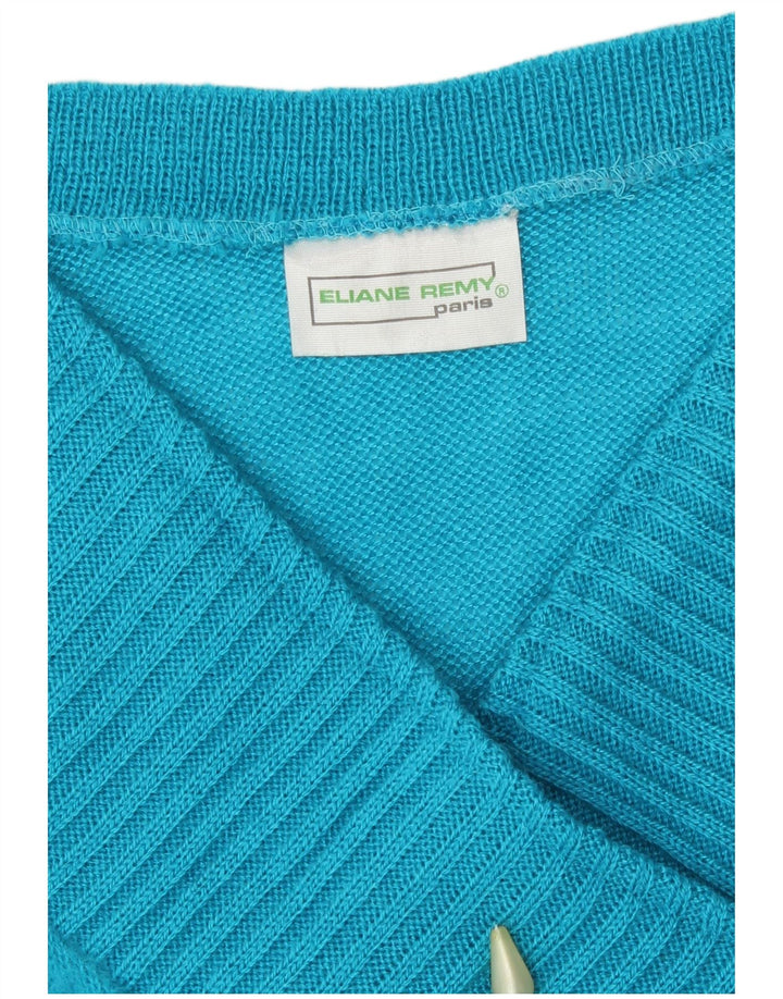 Vintage Damen V-Ausschnitt Pullover Pullover UK 12 Mittelblau Acryl