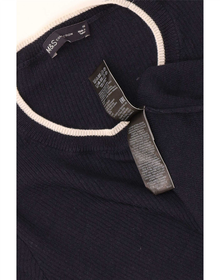 Marks & Spencer Damen Kurzarm-Blusenoberteil UK 16 Large Marineblau
