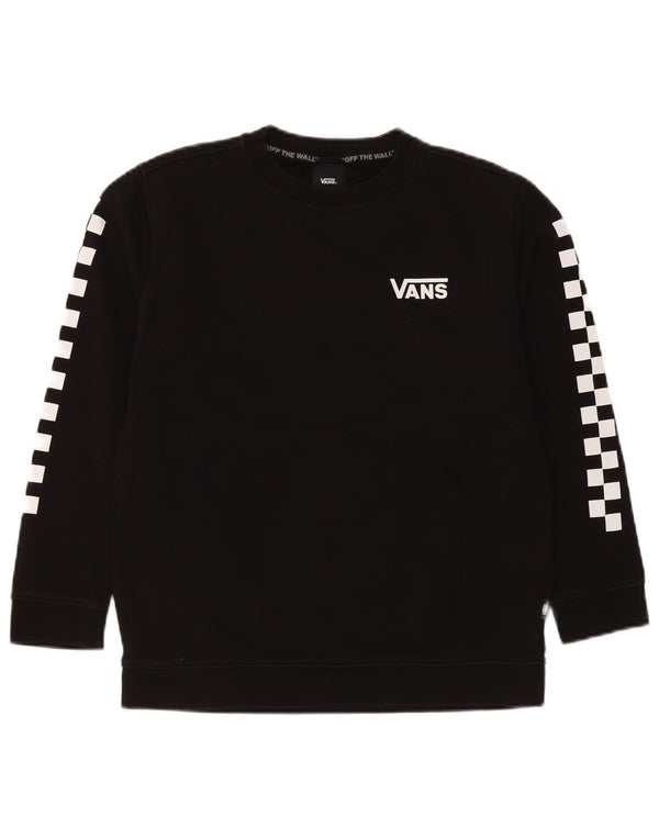 Vans Damen Grafik-Sweatshirt-Pullover UK 16 Große schwarze geometrische Baumwolle