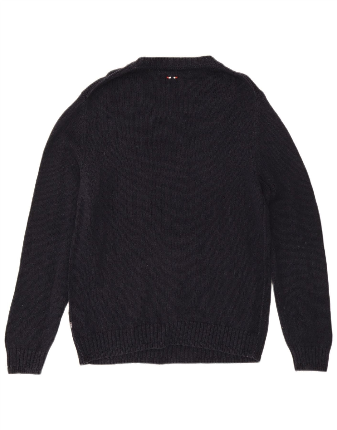 NAPAPIJRI Herren-Pullover mit grafischem Rundhalsausschnitt, groß, marineblaue Baumwolle