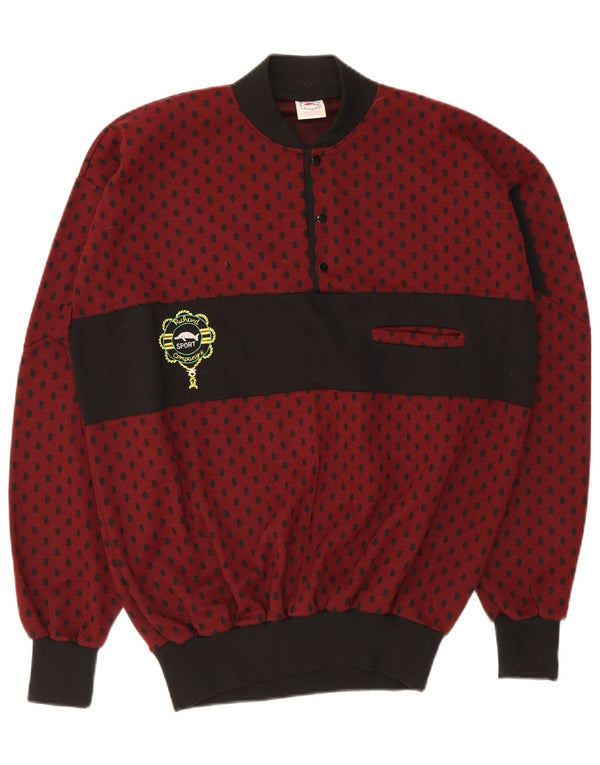 Vintage Herren Pullover mit Rundhalsausschnitt UK 46 2XL Maroon Spotted