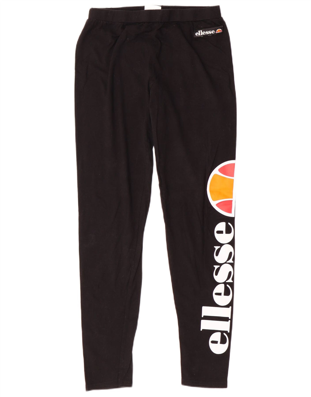 ELLESSE Womens Graphic Leggings UK 12 Mittelschwarze Baumwolle