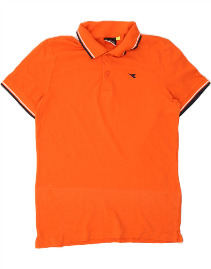 DIADORA Mens Polo Shirt Large Orange Cotton Vintage Diadora and Second-Hand Diadora from Messina Hembry 