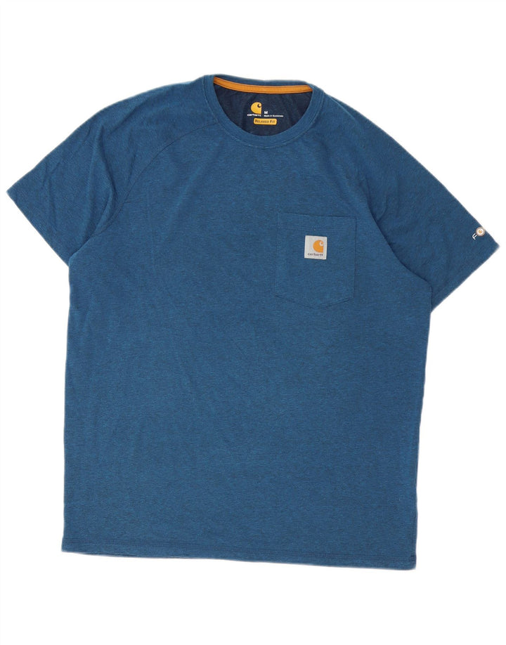 CARHARTT Herren Relaxed Fit T-Shirt Top Mittelblaues Polyester