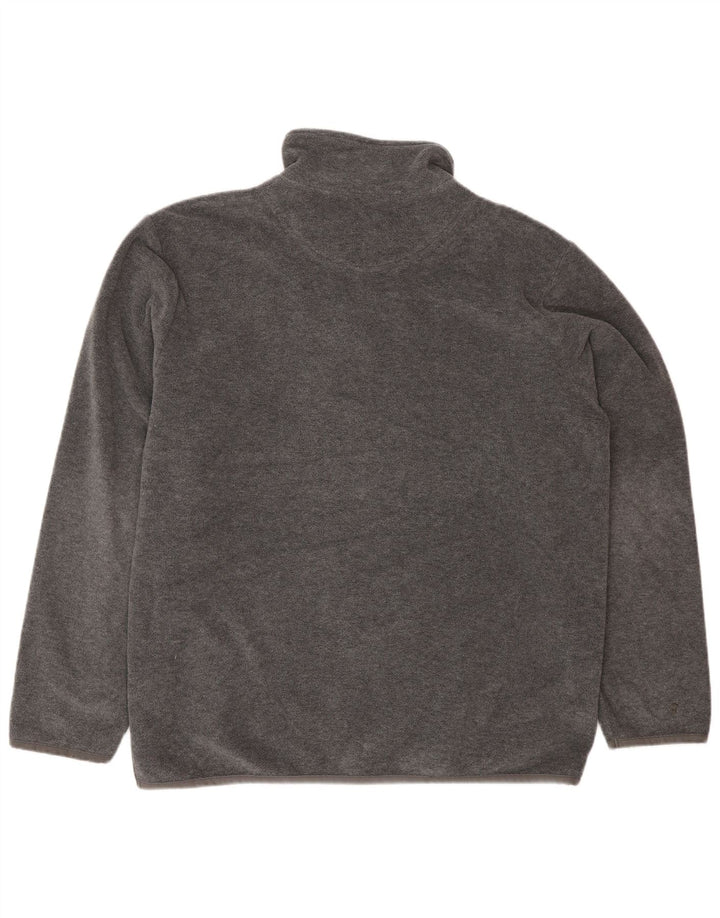 Hugo Boss Herren-Fleecepullover mit Reißverschluss am Hals, großes graues Polyester