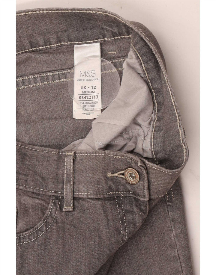 Marks & Spencer Damen Straight Jeans UK 12 Medium W30 L28 Grau Baumwolle