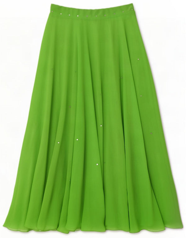 Vintage Womens Maxi Flared Rock Small W26 Green Spotted