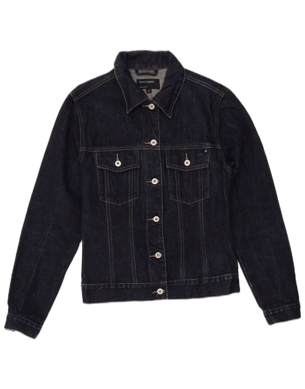 VINTAGE Damen Jeansjacke EU 38 Mittelmarineblaue Baumwolle