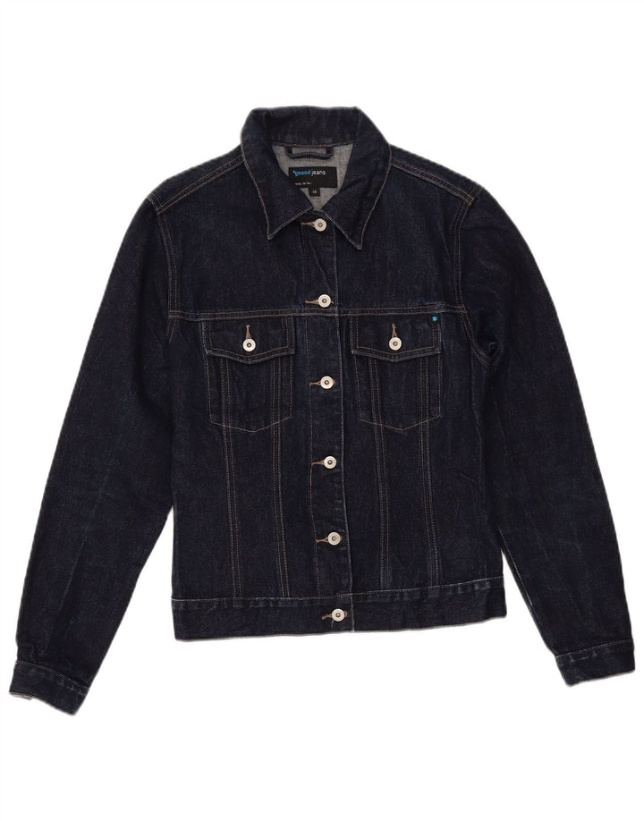 VINTAGE Damen Jeansjacke EU 38 Mittelmarineblaue Baumwolle