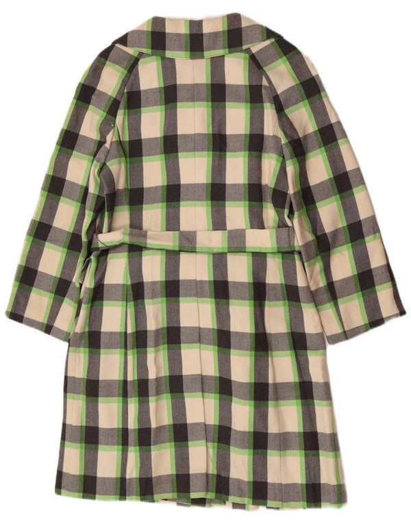 Vintage Damen Mantel UK 12 Medium Mehrfarbig kariert Schurwolle