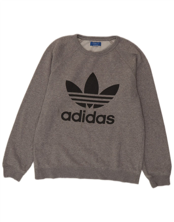 ADIDAS Mens Graphic Sweatshirt Jumper Medium Grey Cotton