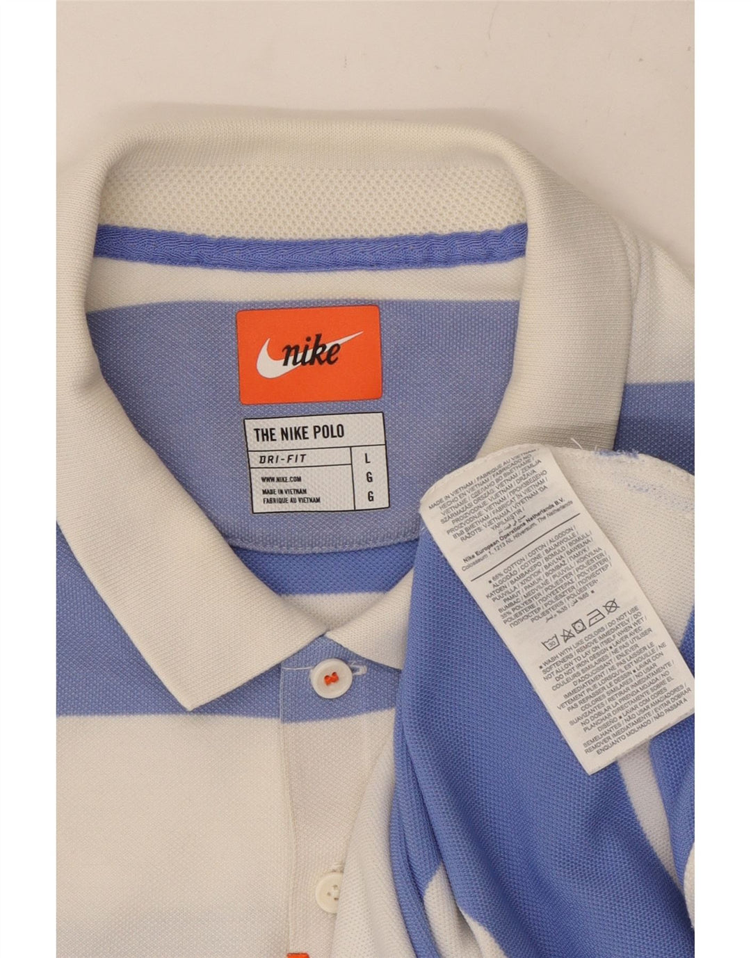 NIKE Herren Dri Fit Rugby-Poloshirt, groß, weiß gestreift, Baumwolle